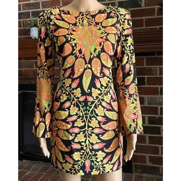 Womens size XS Bodycon Mini Dress Multicolor  print long sleeve,Stretch,Zara NEW - Picture 12 of 14